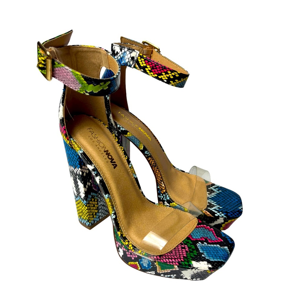 Fashion Nova Multicolor Block Platforms Heels